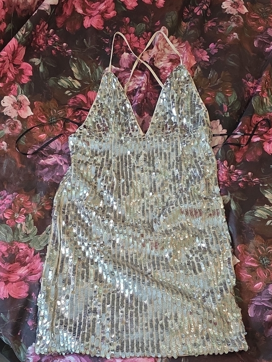 Forever 21 Dresses & Skirts - Forever 21 Silver Sequin Spaghetti Strap Mini Dress 🎉